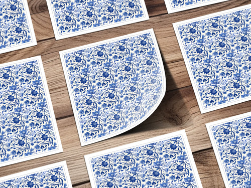 Elegant Blue Floral Design Decorative Paper Product