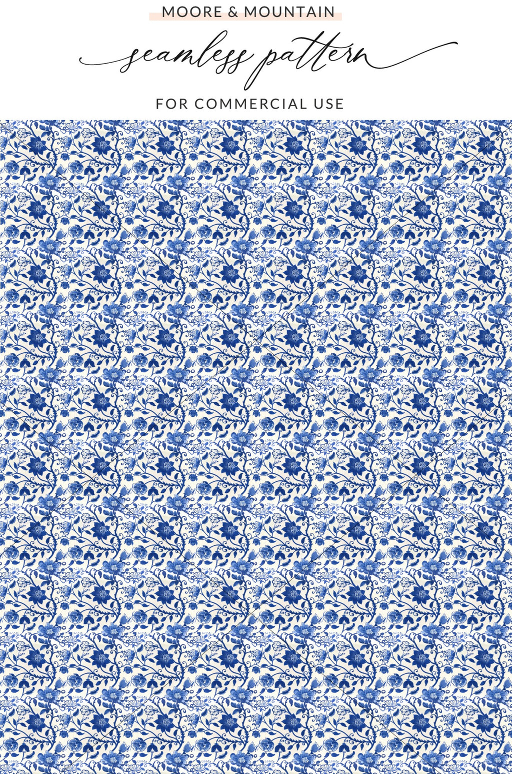 Beautiful Blue Floral Seamless Pattern for Commercial Use
