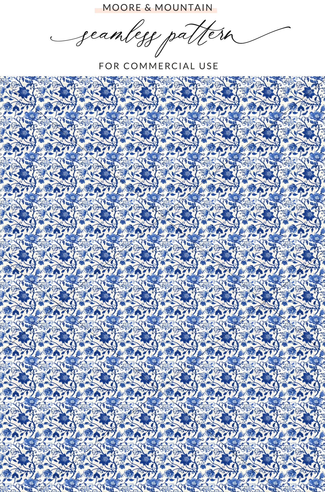 Beautiful Blue Floral Seamless Pattern for Commercial Use