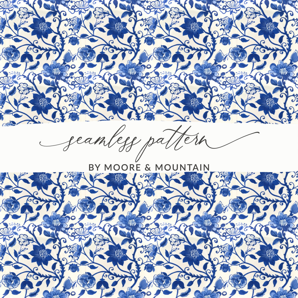 Blue Floral Seamless Pattern by Moore and Mountain Design