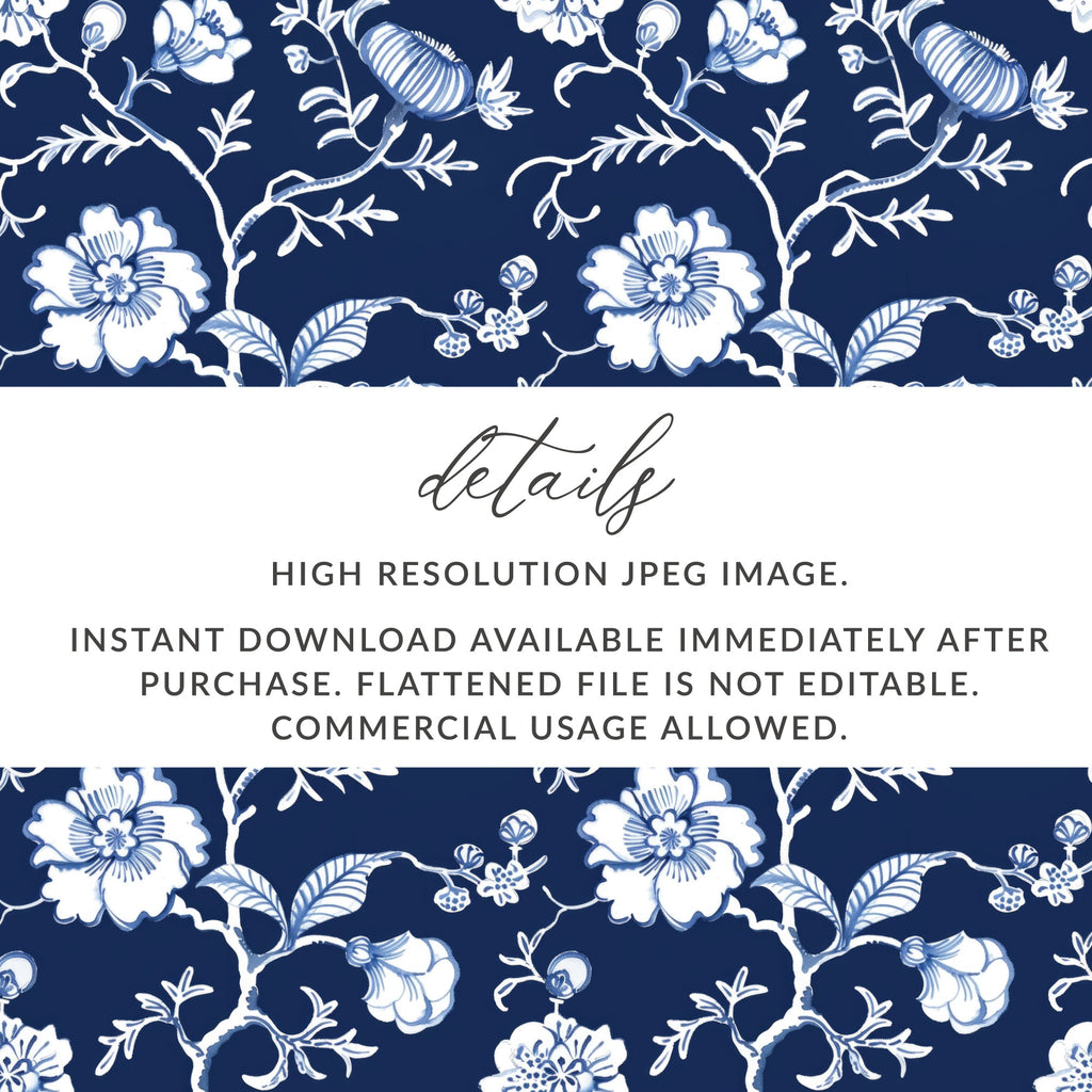 High Resolution Blue Floral Design Instant Download