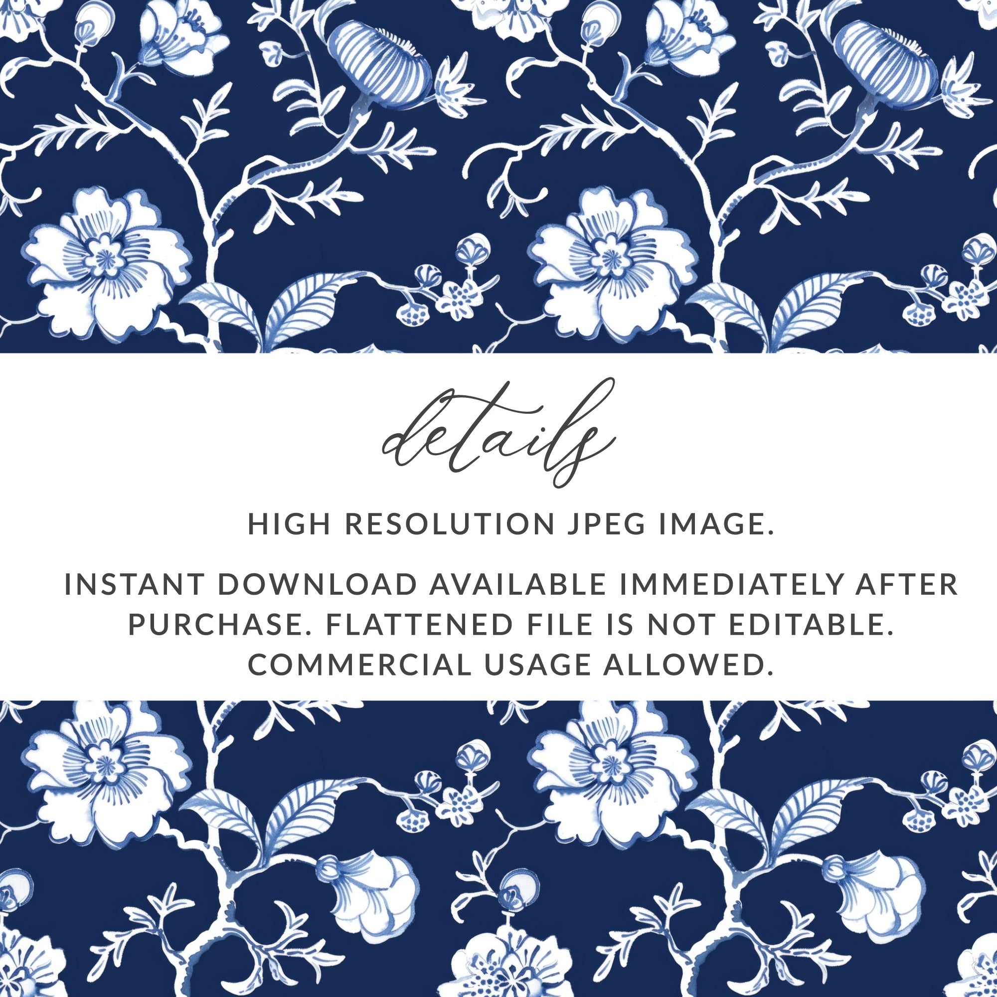 High Resolution Blue Floral Design Instant Download