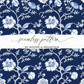 Elegant Blue and White Floral Seamless Pattern Design