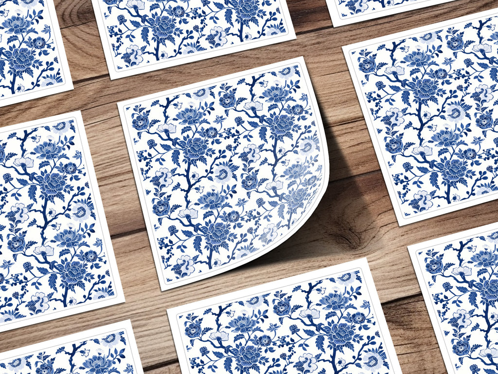 Blue Floral Pattern White Background Product