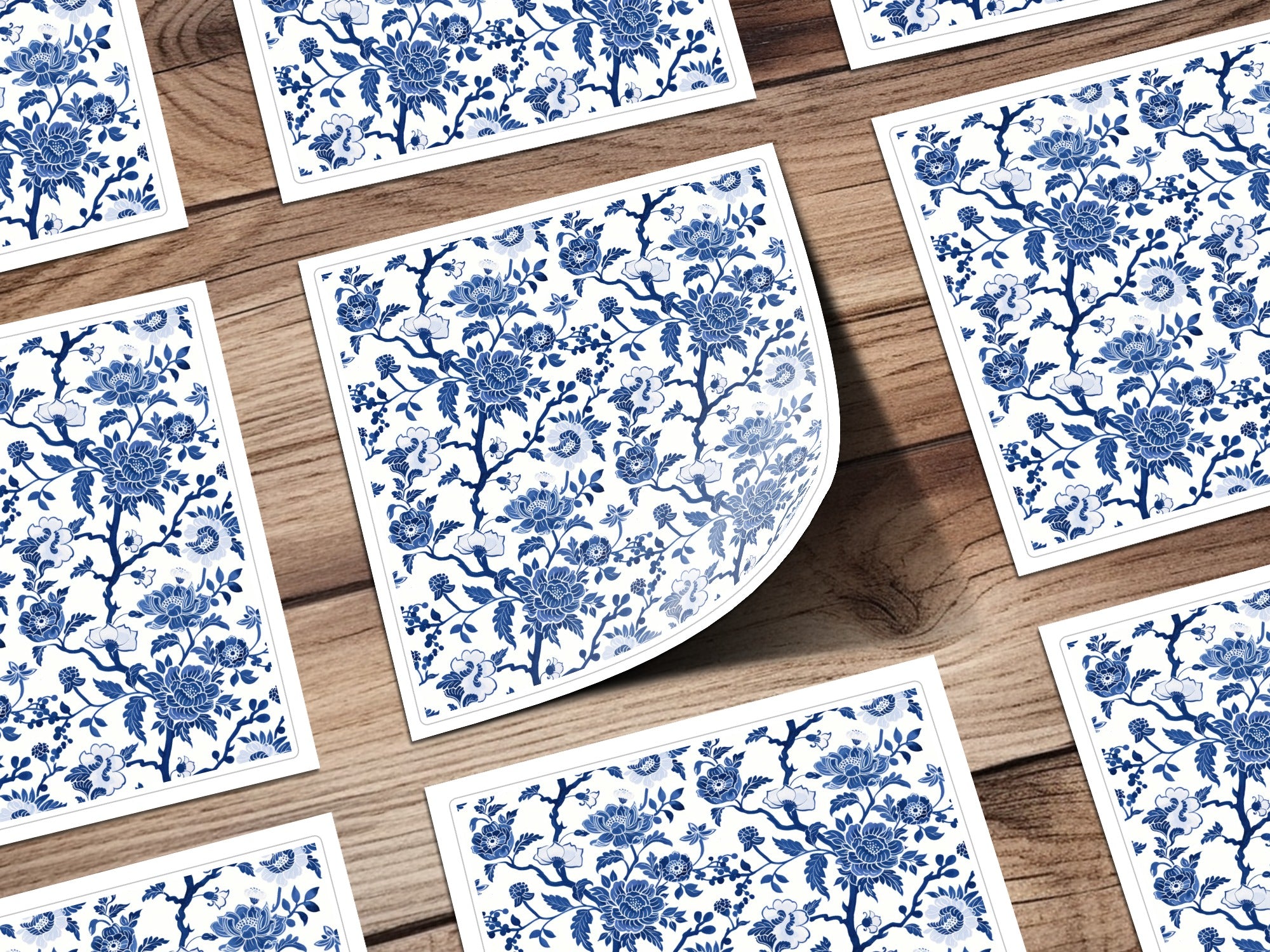 Blue Floral Pattern White Background Product