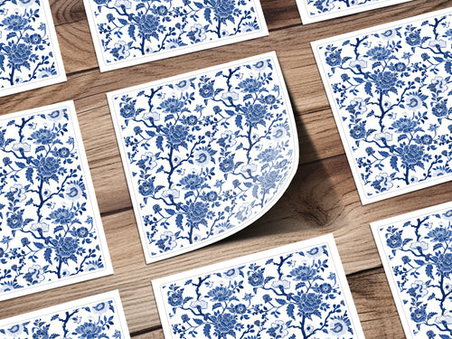 Blue Floral Pattern White Background Product