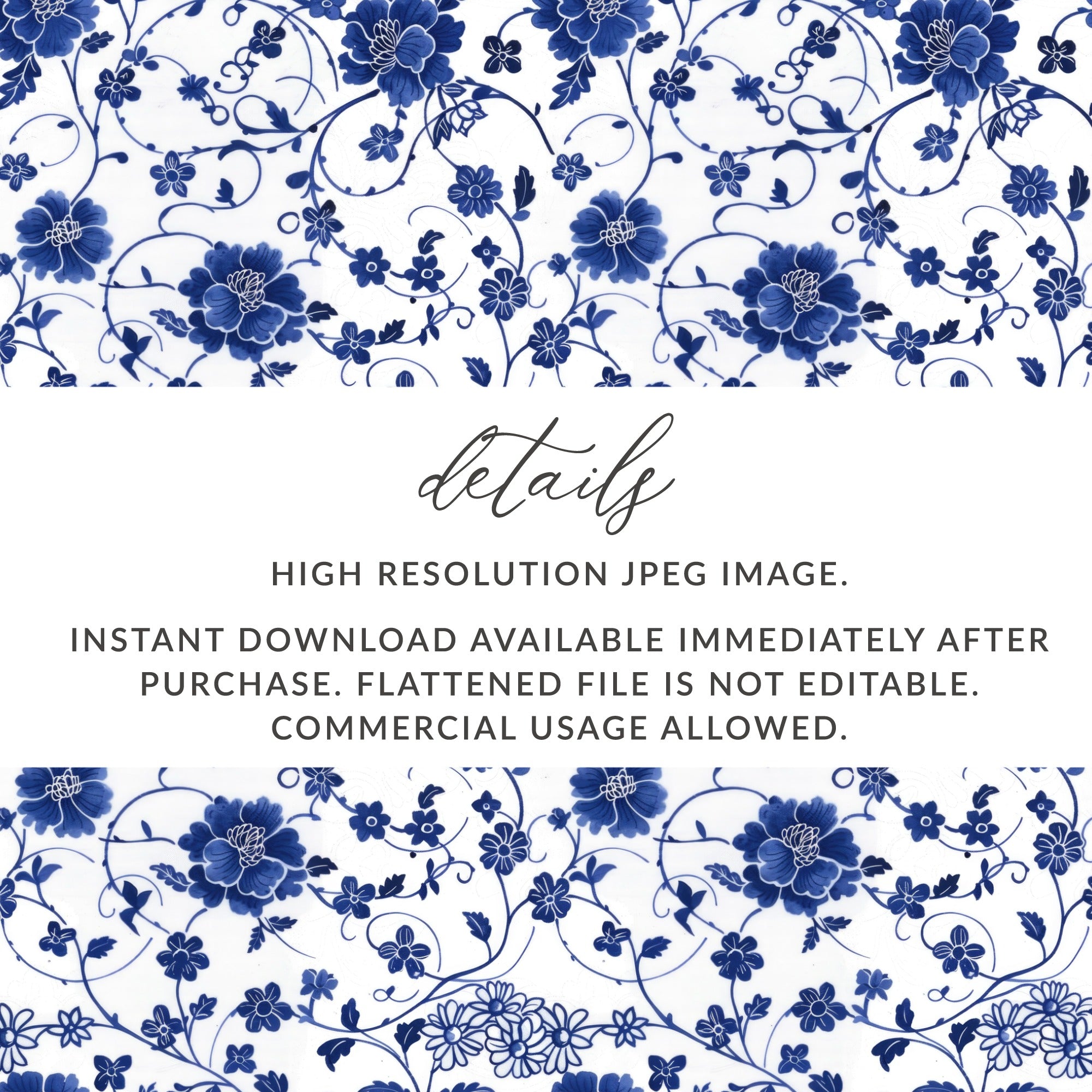 Blue Floral Pattern High Resolution JPEG Image Download