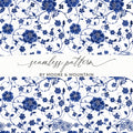 Elegant Blue Floral Seamless Pattern by Moore & Mountain