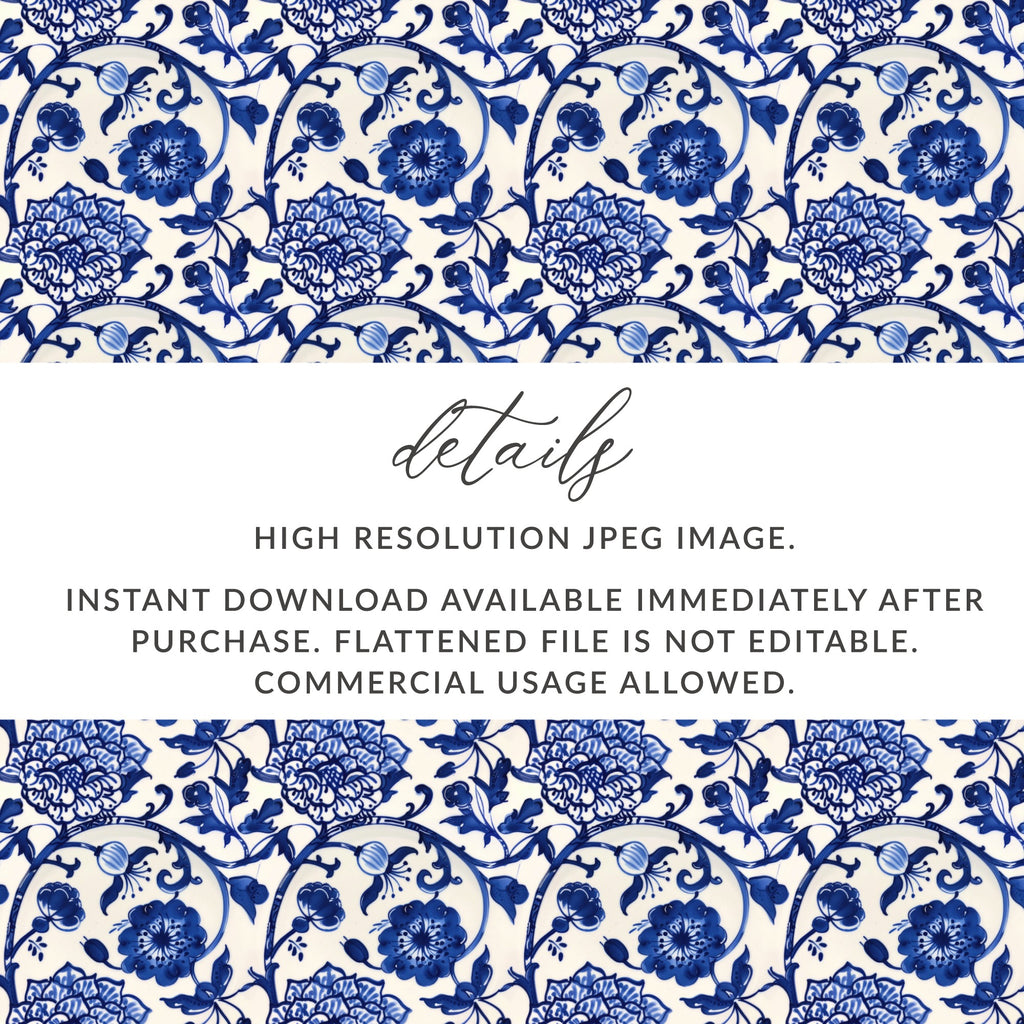 Blue Floral High Resolution JPEG DownloadableImage