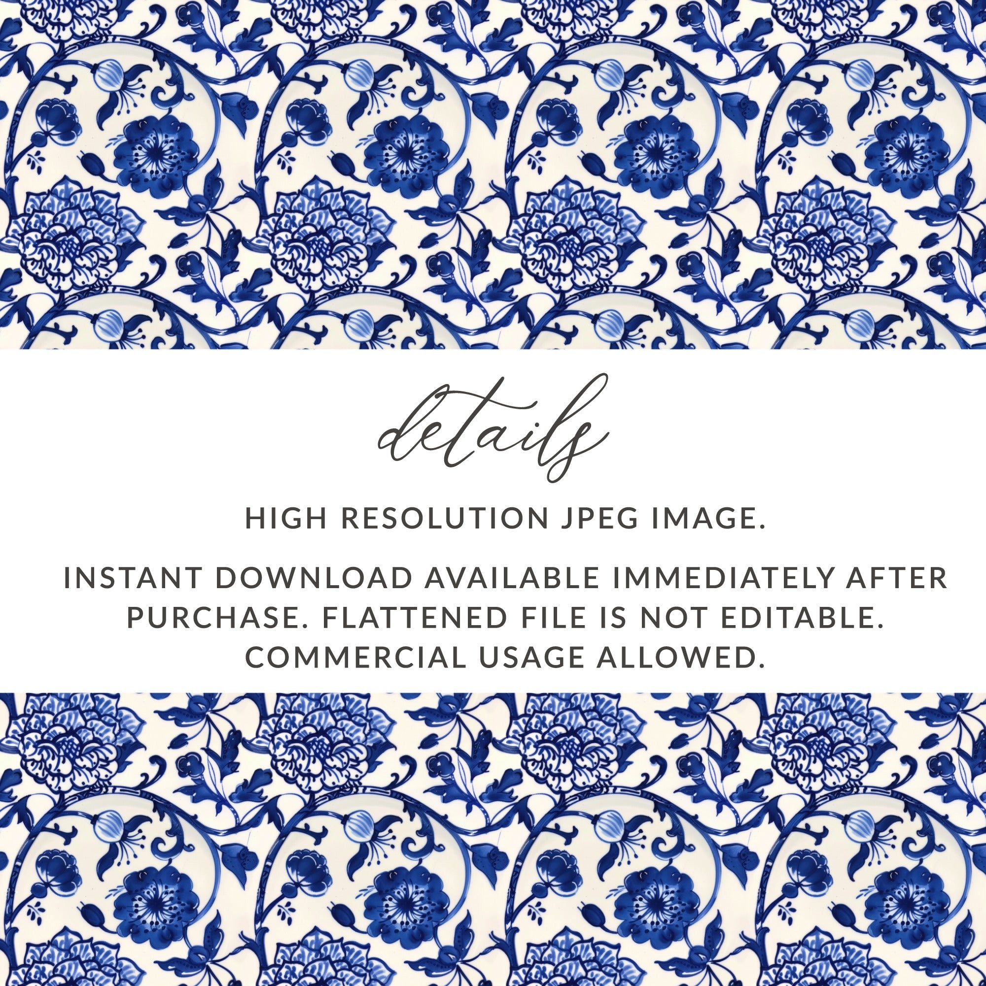 Blue Floral High Resolution JPEG DownloadableImage