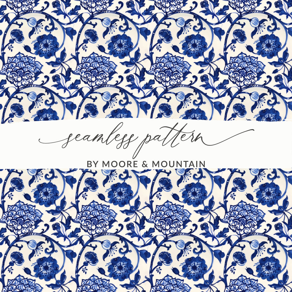 Elegant Blue Floral Seamless Pattern for Designers