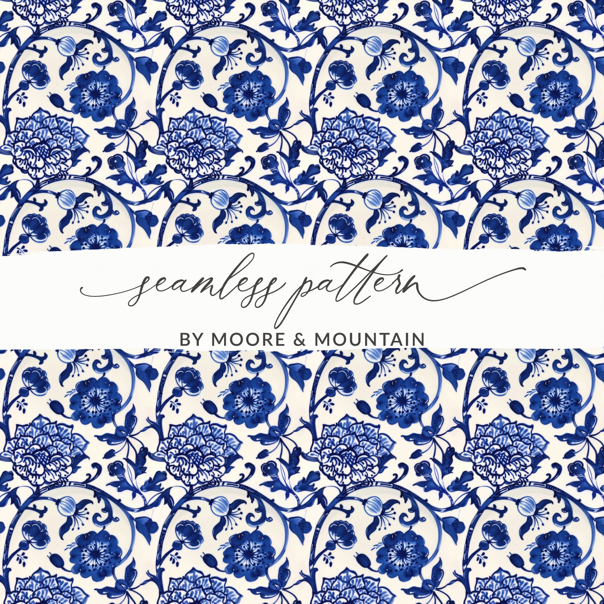 Elegant Blue Floral Seamless Pattern for Designers
