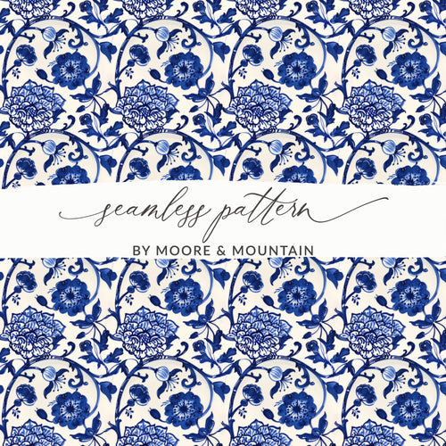 Elegant Blue Floral Seamless Pattern for Designers