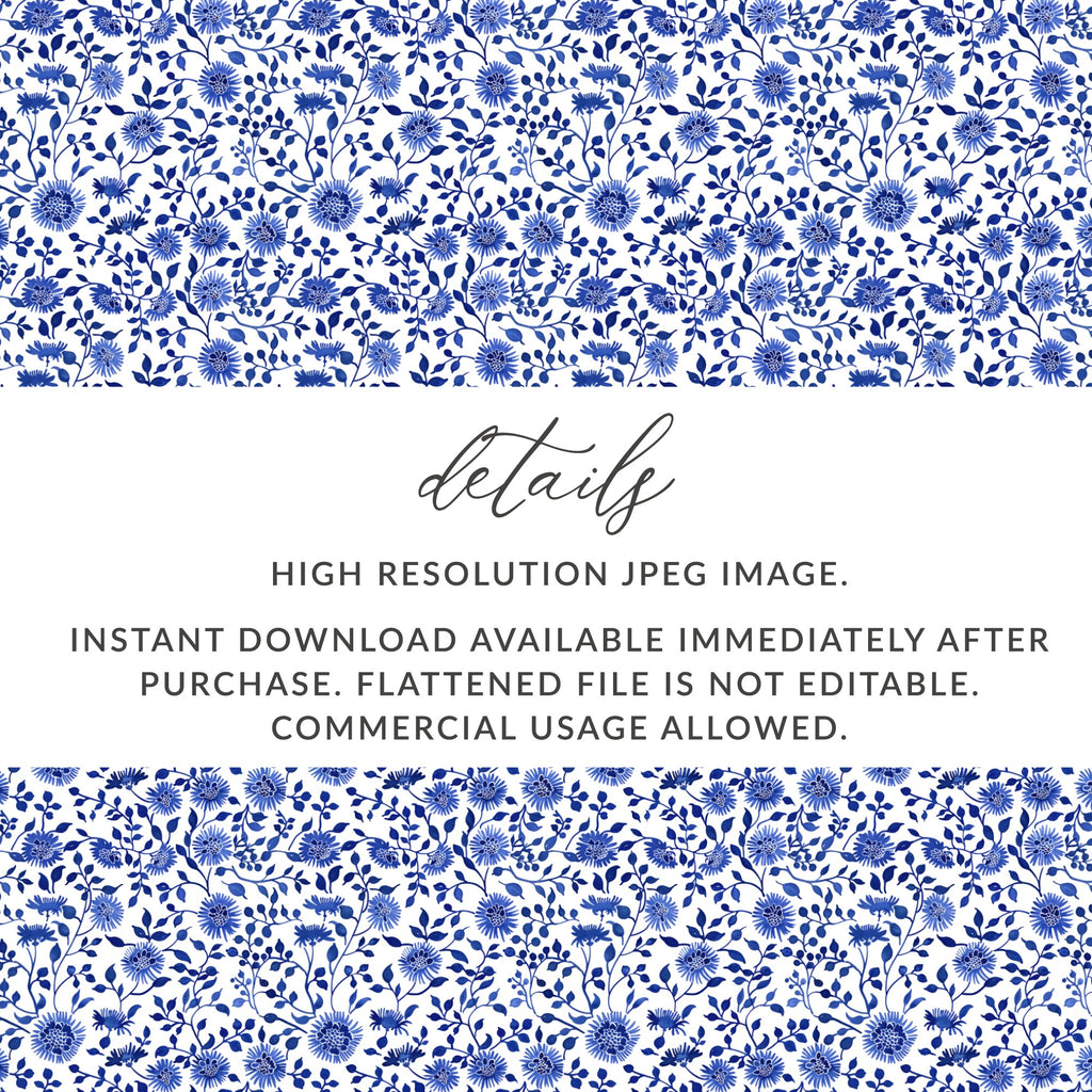 High Resolution Blue Floral Digital Design Pattern