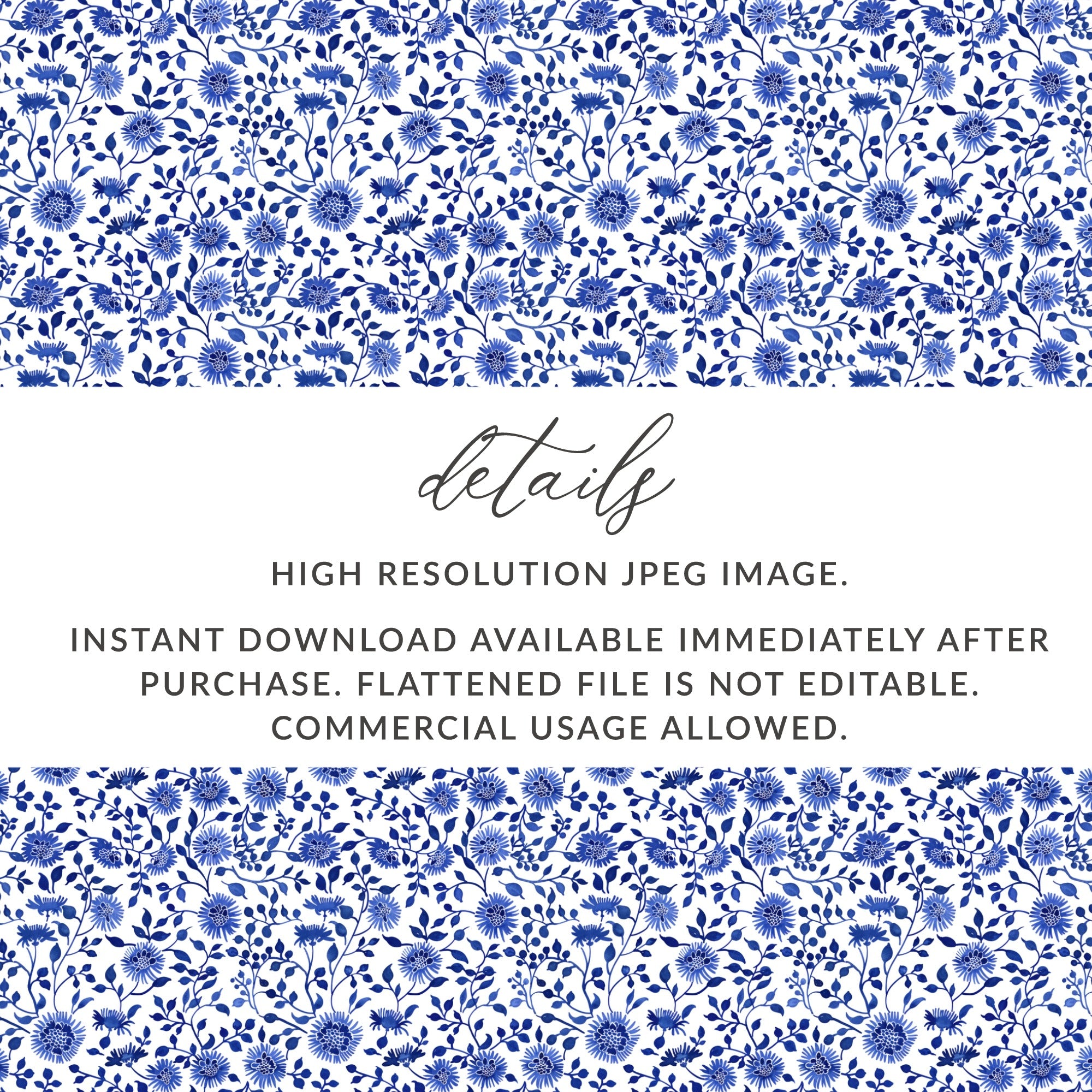 High Resolution Blue Floral Digital Design Pattern