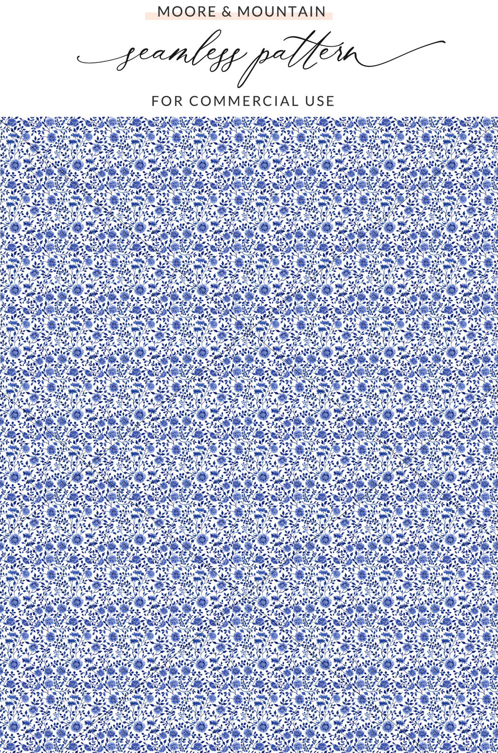Blue Seamless Floral Pattern For Commercial Use Product