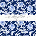 Blue White Floral Seamless Pattern by Moore & Mountain
