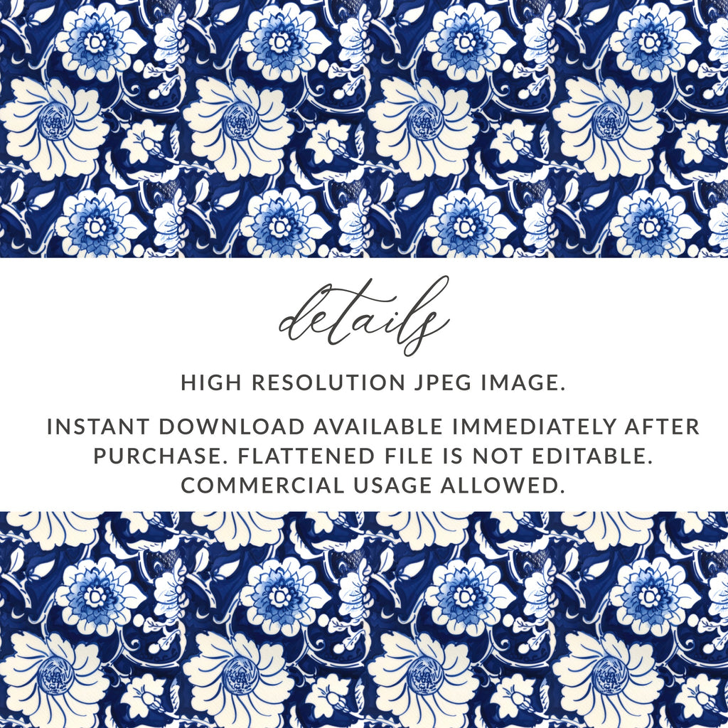 High Resolution Blue Floral JPEG Instant Download