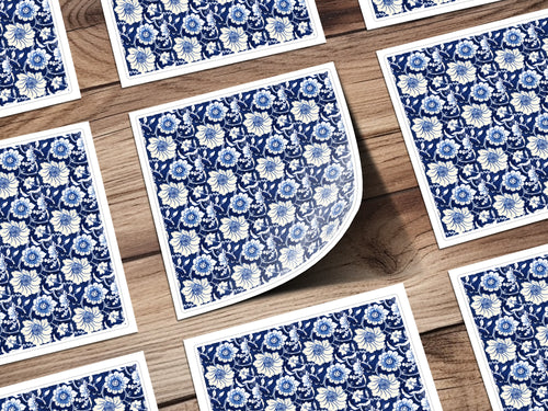 Elegant Blue and White Floral Patterned Print product