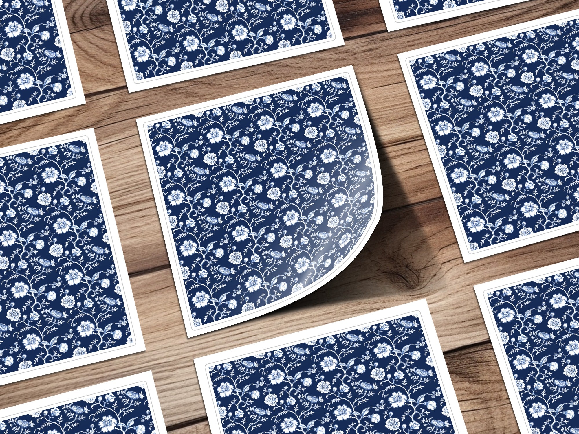 Blue and White Floral Pattern Square Tiles Product