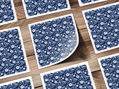 Blue and White Floral Pattern Square Tiles Product