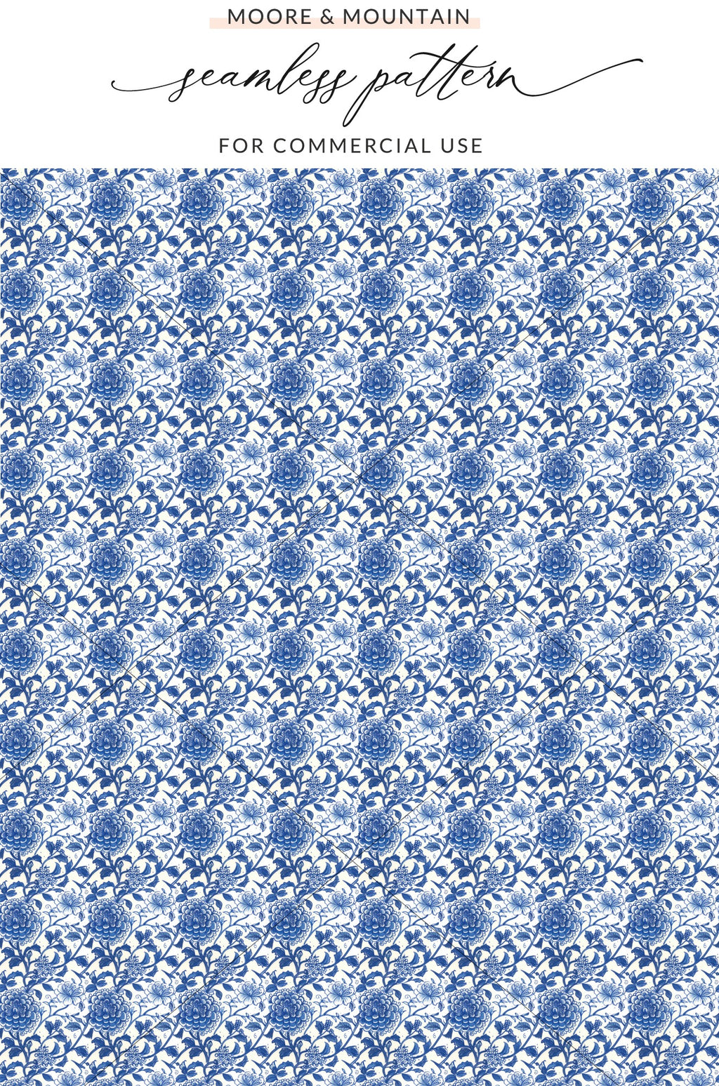 Seamless Blue Floral Pattern for Commercial Use Product