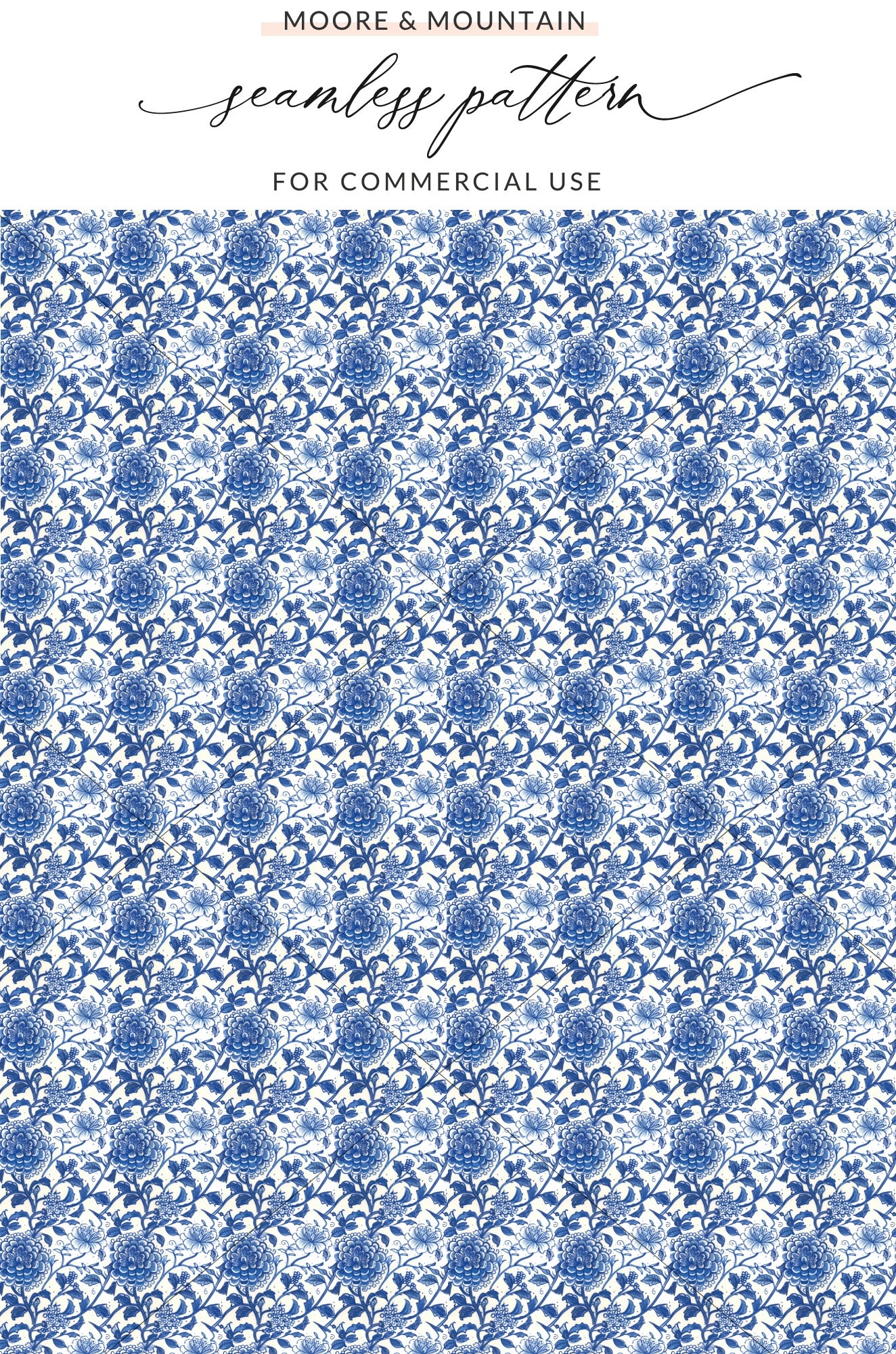 Seamless Blue Floral Pattern for Commercial Use Product