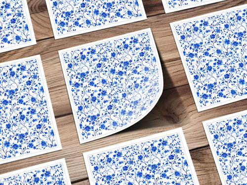Blue Floral Design Sticker Sheets for Craft Projects