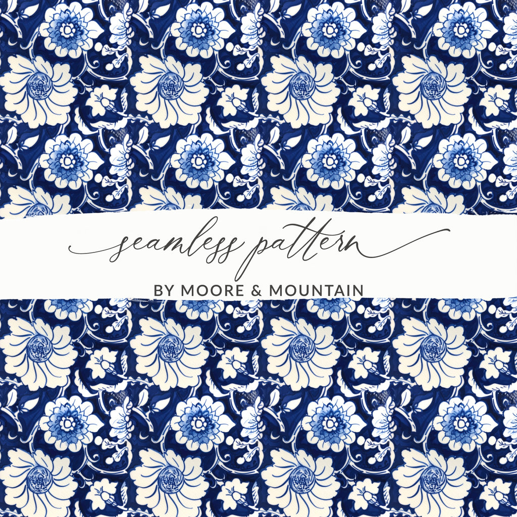 Blue and White Floral Seamless Pattern Design Wrap