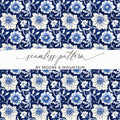 Blue and White Floral Seamless Pattern Design Wrap