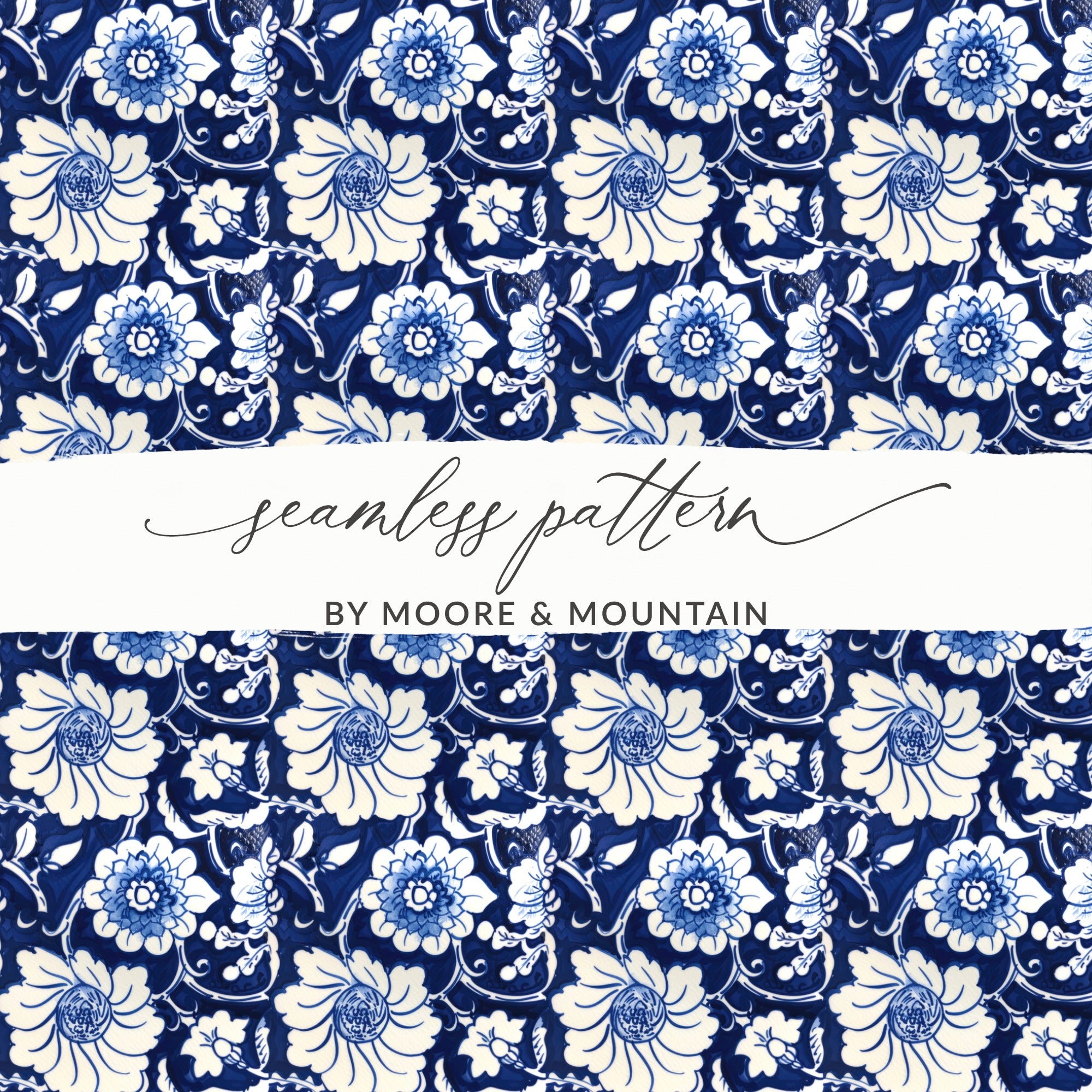 Blue and White Floral Seamless Pattern Design Wrap
