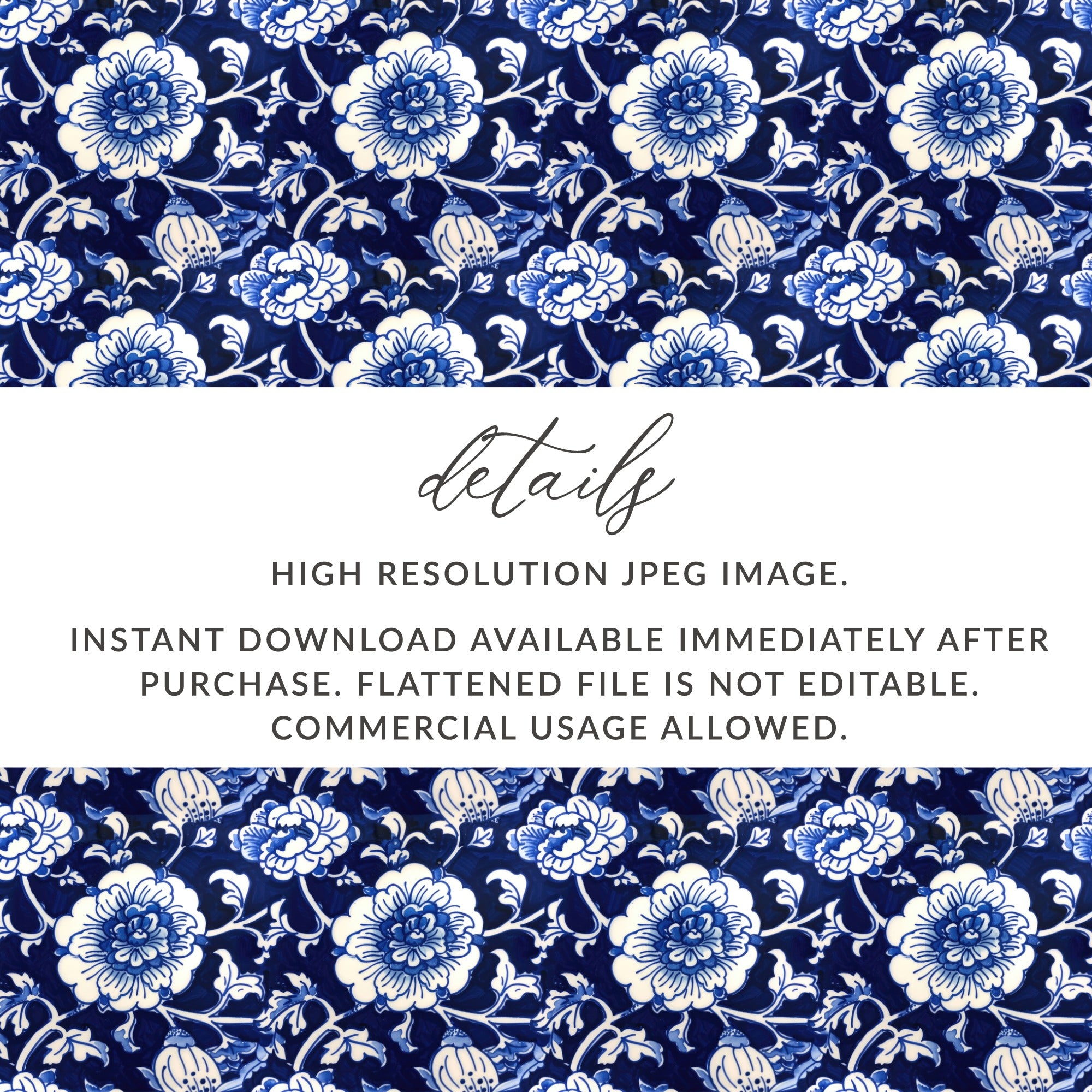 Blue Floral High Resolution JPEG Image for Download