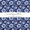 Blue and White Floral Seamless Pattern Design