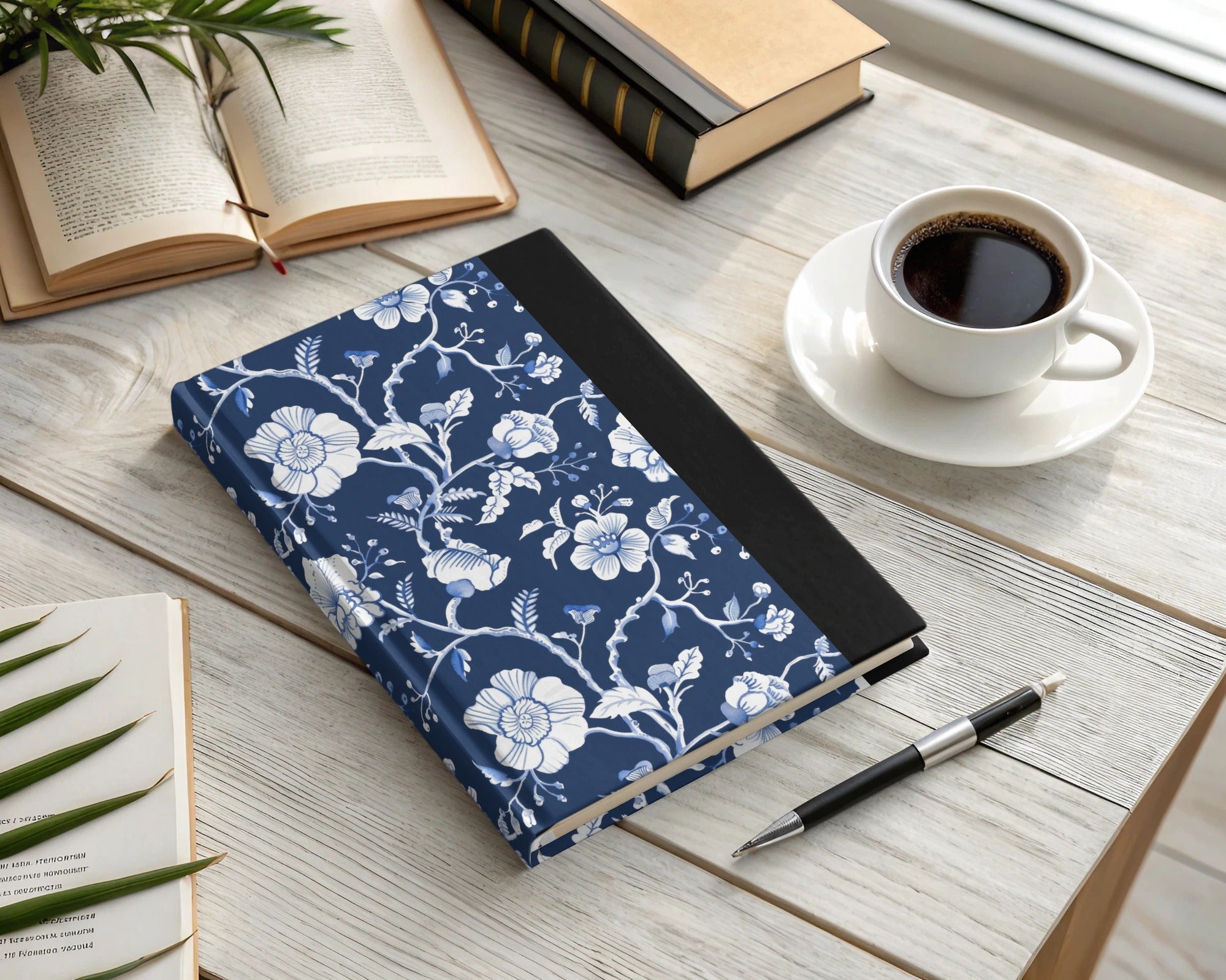 Blue Floral Design Hardcover Journal Notebook Product