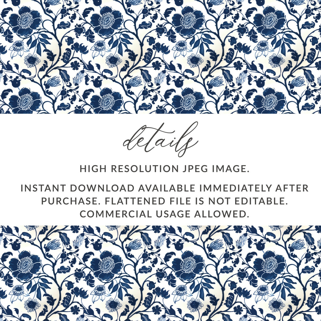 Elegant Blue White Floral Digital Background Pattern