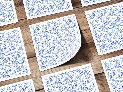 Blue Floral Pattern Stickers for Crafting Projects