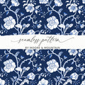 Elegant Blue Floral Seamless Pattern by Moore & Mountain
