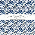Blue and White Floral Seamless Pattern by Moore & Mountain