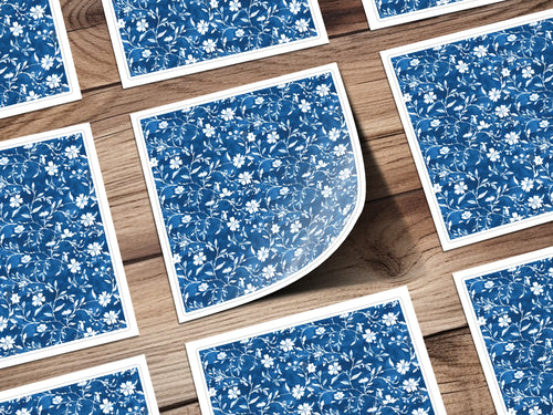 Blue Floral Pattern Design for Crafting Decor Sheets