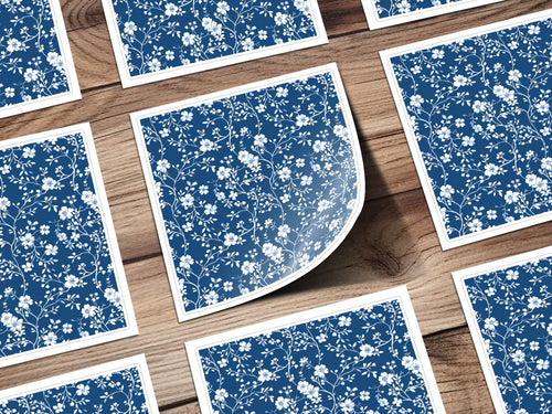 Blue Floral Pattern Decorative Sticker Sheets Set