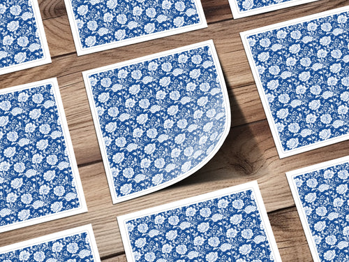 Blue and White Floral Pattern Sheets for Crafts and Design