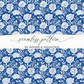 Elegant Blue and White Floral Seamless Pattern Design