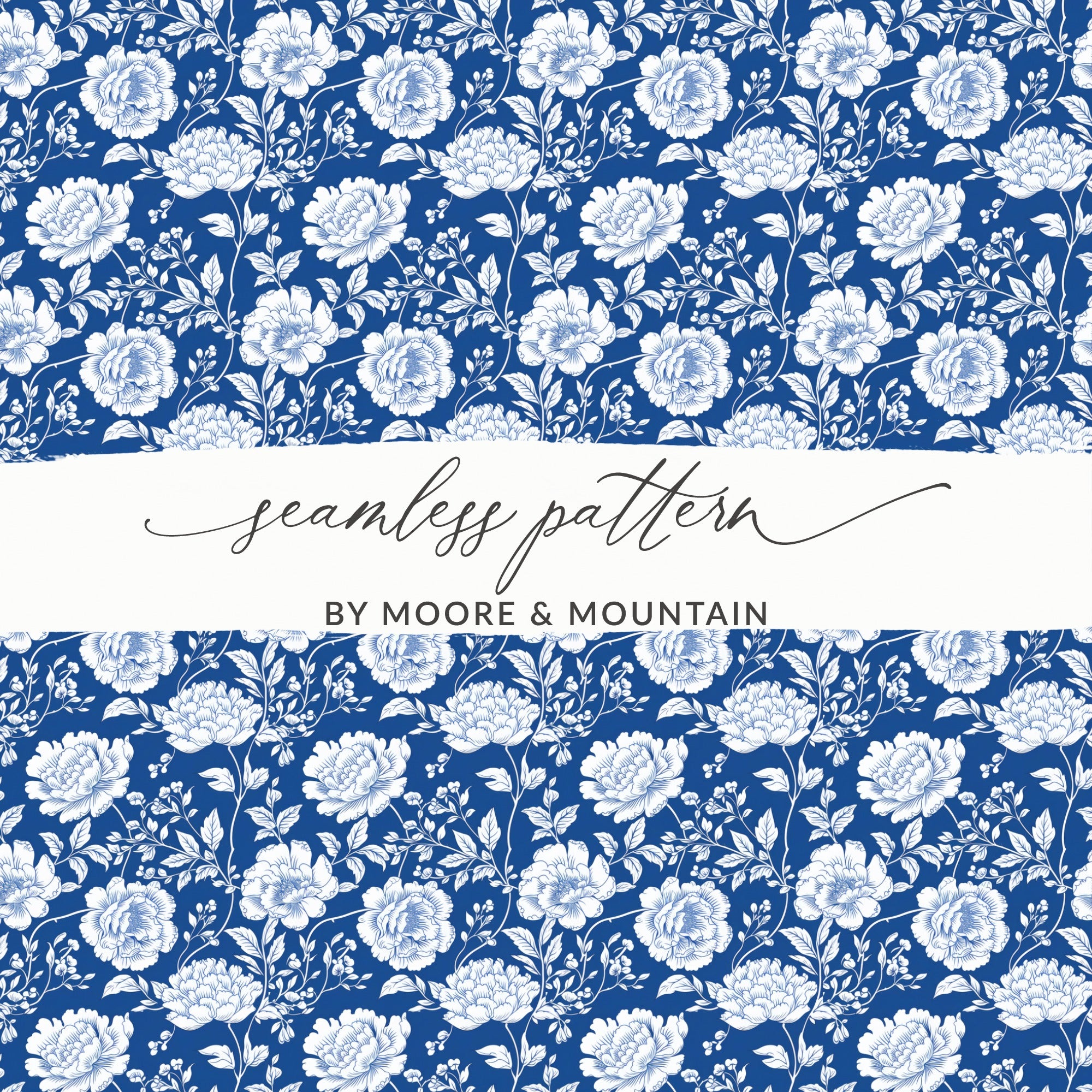 Elegant Blue and White Floral Seamless Pattern Design