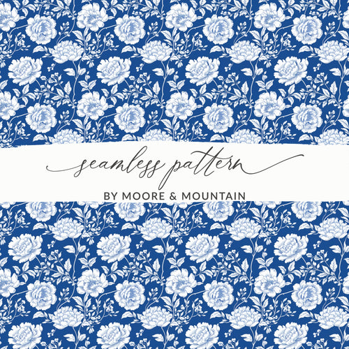 Elegant Blue and White Floral Seamless Pattern Design