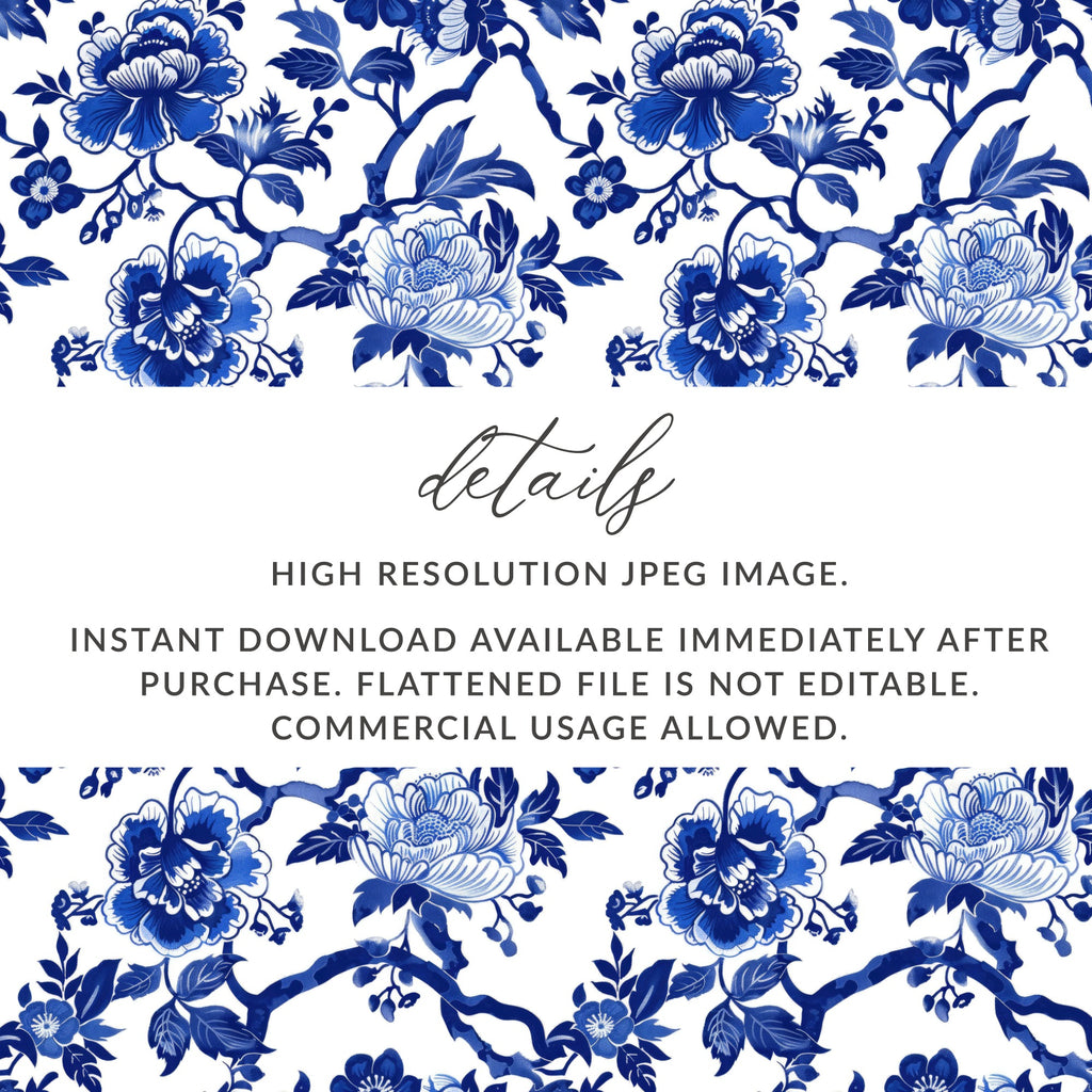High Resolution Blue Floral Design Instant Download