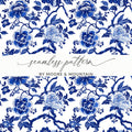 Elegant Blue Floral Seamless Pattern by Moore & Mountain