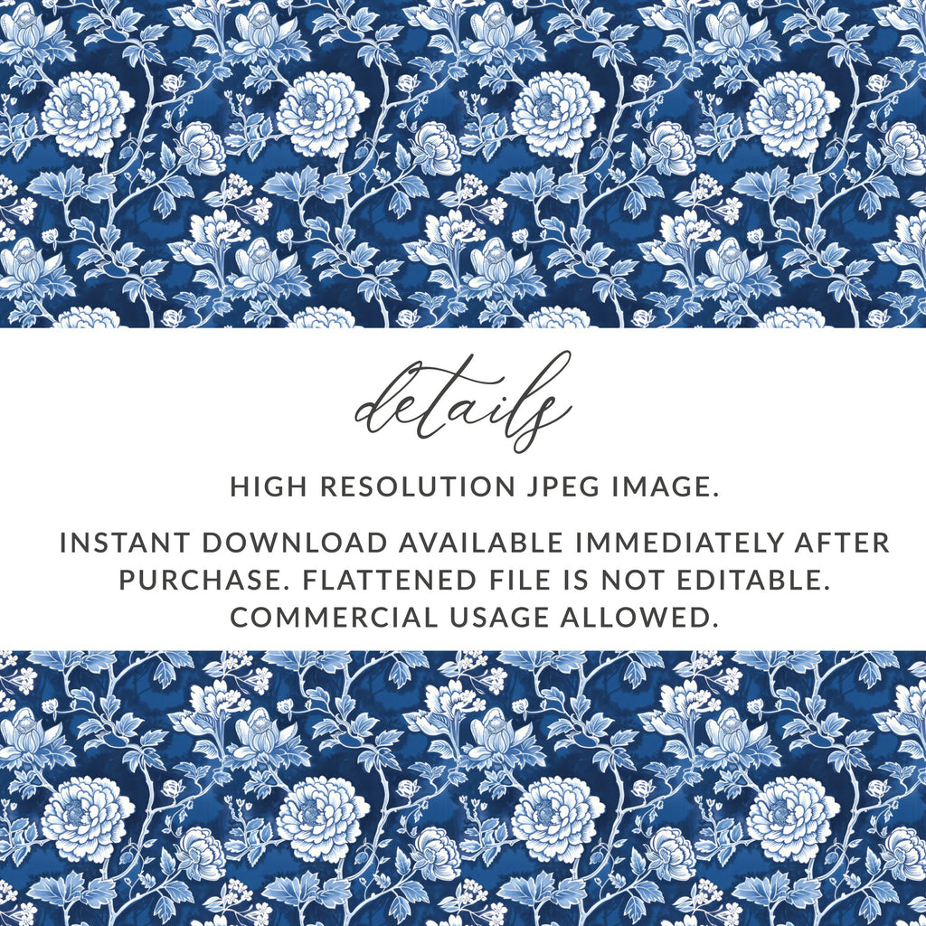 High Resolution Blue Floral Design Instant Download