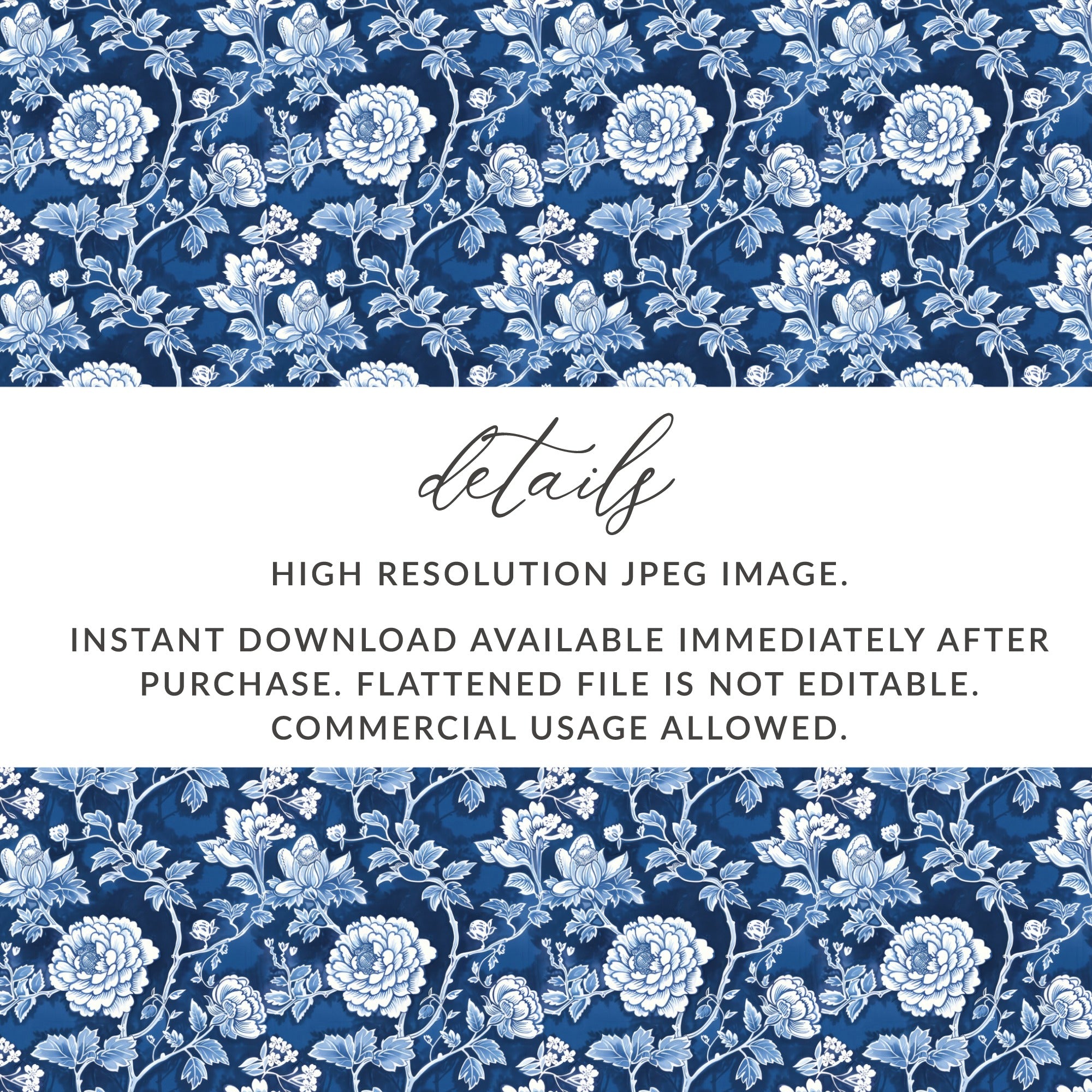 High Resolution Blue Floral Design Instant Download