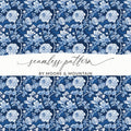 Elegant Blue Floral Seamless Pattern by Moore & Mountain