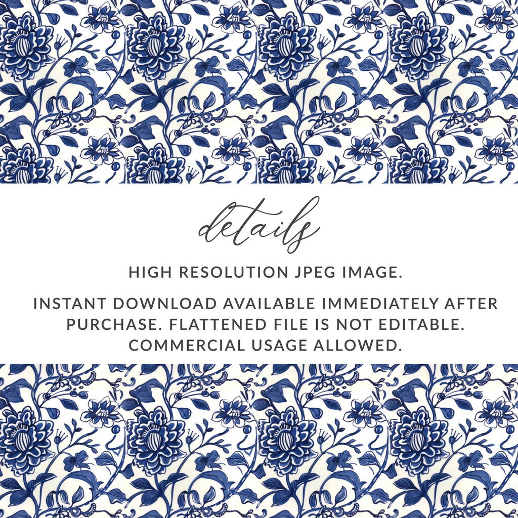 High Resolution Blue Floral Pattern Design JPEG Image